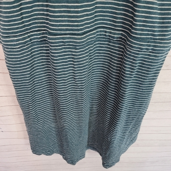 LOU & GREY TEAL STRIPED LINEN BLEND RACER BACK DRESS, SZ LARGE - Picture 5 of 13